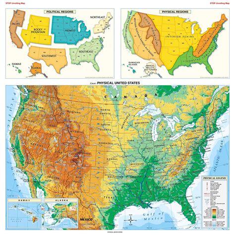 MAP Physical Map Of The United States